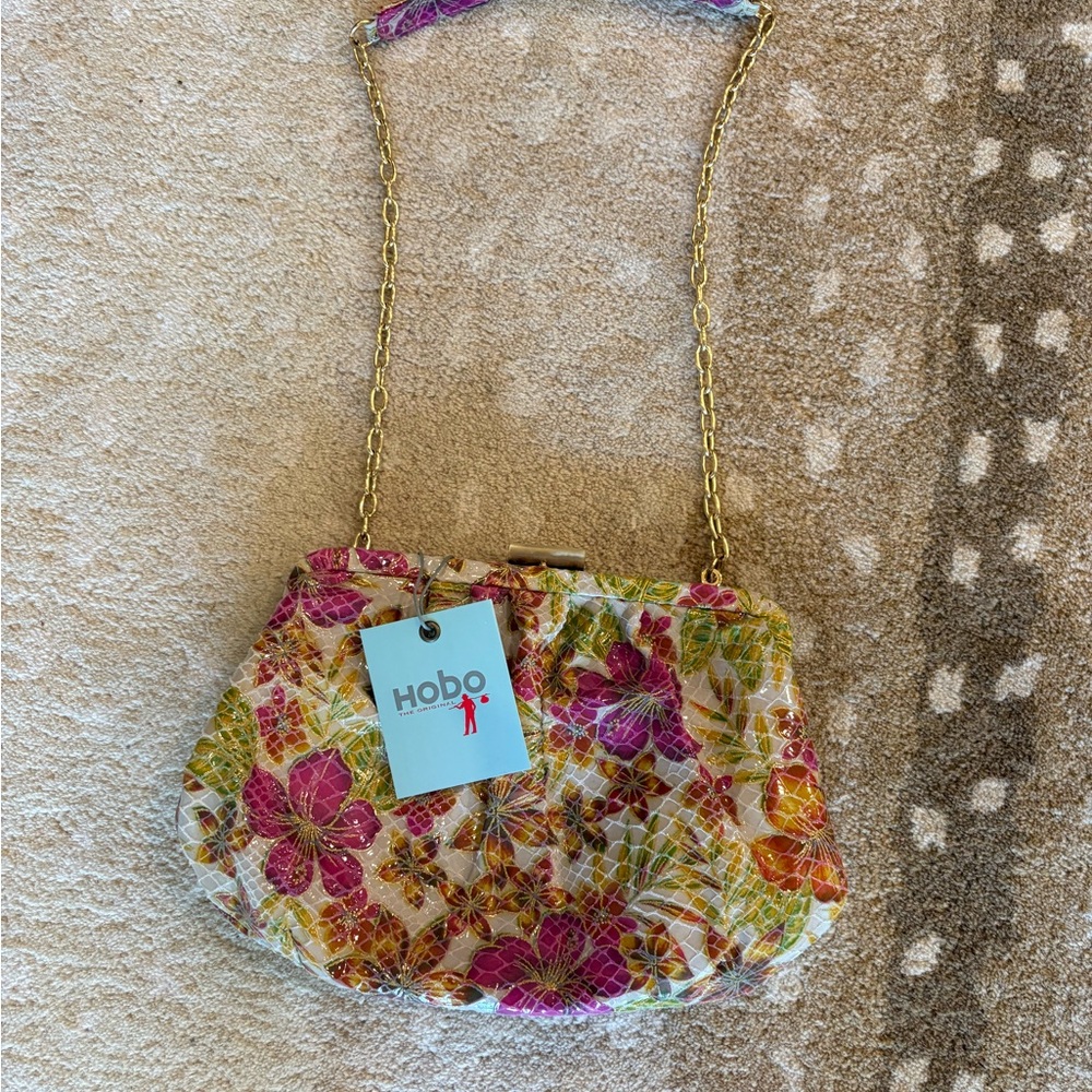 HOBO Floral Mesh Shoulder Bag in Pink, Green and Gold